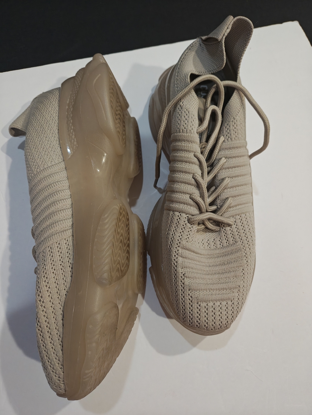 Women's Knit Athletic Sneakers in Beige Taupe